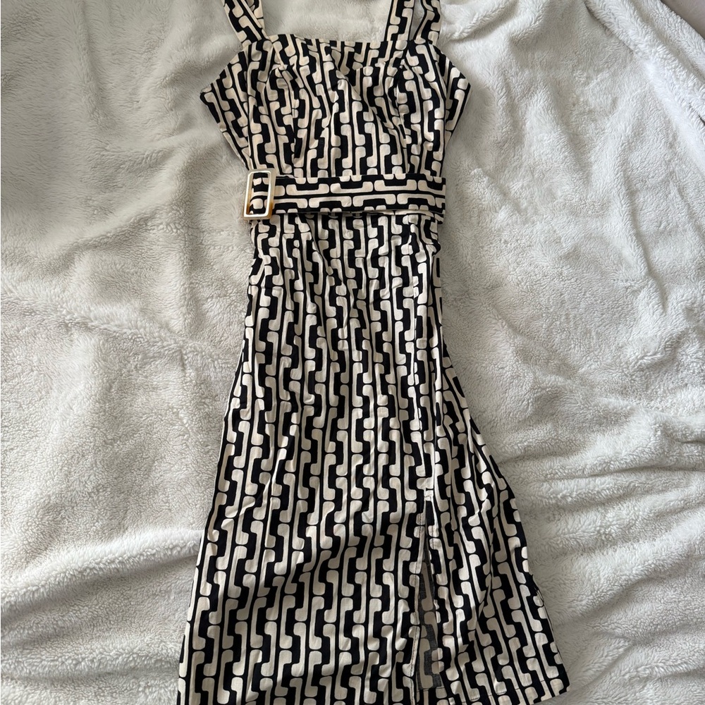 Black and White Asymmetrical Spaghetti Strap Sundress